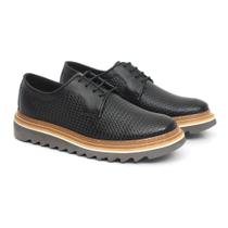 Sapato Oxford Masculino Derby Tratorado Couro Premium