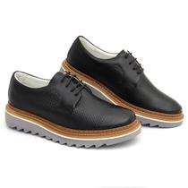 Sapato Oxford Masculino Derby Tratorado Couro Premium Tricê