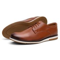 Sapato Oxford Masculino Em Couro Sport Fino Com Cadarço Confort