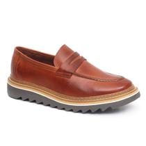 Sapato Oxford Masculino Loafer Tratorado Couro Premium Liso