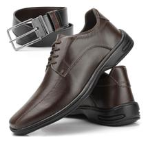 Sapato Oxford Social Cadarço Couro Masculino Confort + Cinto