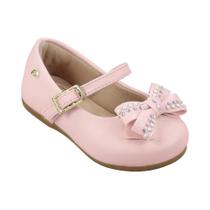 Sapato Pampili Mini Angel Rosa Glacê Laço com Strass 04.994