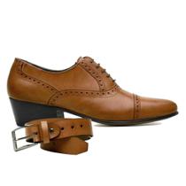 Sapato Para Danca De Salao Caramelo Em Couro + Cinto 56220