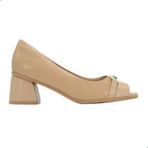 Sapato Peep Toe Piccadilly Salto Médio Nude Sapato Peep Toe Piccadilly Salto Médio Nude