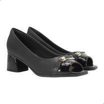 Sapato Peep Toe Piccadilly Salto Médio Preto Sapato Peep Toe Piccadilly Salto Médio Preto