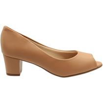 Sapato Peep Toe Salto Baixo Beira Rio Napa Turim Feminino