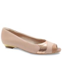 Sapato Peep Toe Usaflex em Couro V1833 Feminino-Camel