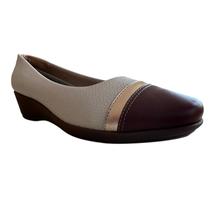 Sapato Piccadilly Ivone Anabela 4 Cm Médio - Bege