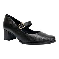 Sapato Piccadilly Mary Jane Salto Médio 654063 Preto