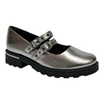 Sapato Piccadilly Mocassim Mary Jane Maxi 735038 Pewter