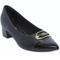 Sapato Piccadilly Salto Baixo Detalhe Feminino - Preto Sapato Piccadilly Salto Baixo Detalhe Feminino - Preto