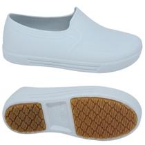 Sapato Profissional Antiderrapante Para Trabalhar em Cozinha, Limpeza, Enfermagem Monseg Tênis EPI Branco