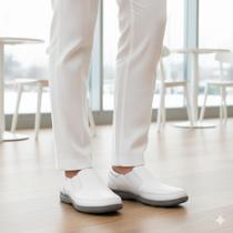 Sapato Profissional Masculino Branco Antiderrapante Couro Leve Para Trabalho Sapato Profissional Masculino Branco Antiderrapante Couro Leve Para Trabalho