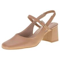 Sapato Ramarim Salto Bloco Slingback Bege 2417131-4