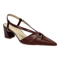 Sapato Ramarim Slingback Salto Bloco 2516232 Marrom Rum