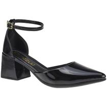 Sapato Salomé Bico Fino Feminino Salto Grosso