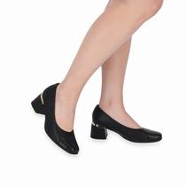 Sapato salto bloco médio com detalhe croco Piccadilly