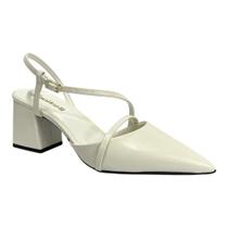 Sapato Santinelli Slingback Salto Bloco 1636-016 Marfim