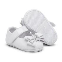 Sapato Sapatilha Bebê Infantil Feminina Recém Nascida Branco Para Batizado - Skalvin