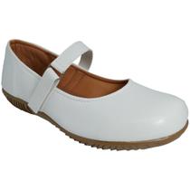 Sapato Sapatilha Boneca Fechado Confort Branco