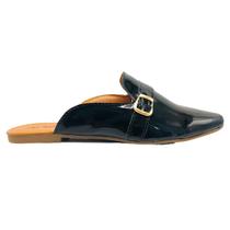 Sapato Sapatilha Feminina Mule Preto Verniz NumeroEspecial