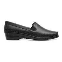 Sapato Sapatilha Mocassim Feminino Couro Preto Ortopédico Mager cor:Pretotamanho:33