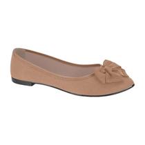 Sapato Sapatilha Moleca 5727.129 Laço Bico Fino Confortável Feminino