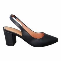 Sapato Scarpin Aberto Atras Calcanhar Salto Grosso Conforto Vizzano 1290.503