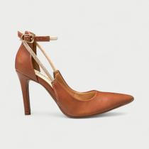 Sapato Scarpin Bebecê Salto Alto Com Strass Marrom