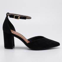 Sapato Scarpin Bebecê Salto Bloco Nobuck Preto Sapato Scarpin Bebecê Salto Bloco Nobuck Preto