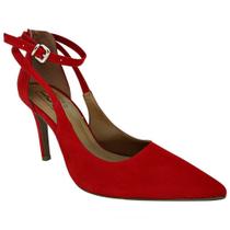 Sapato Scarpin Bebecê Salto Fino em Camurça T9420-105 Feminino-Vermelho