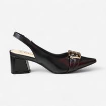 Sapato Scarpin Bebecê Slingback Salto Médio Preto