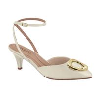 Sapato Scarpin Beira Rio Salto Baixo Pelica Detalhes Metal Moda Ref: 4076.1320