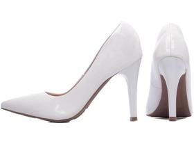 Sapato Scarpin Bico Fino Off White