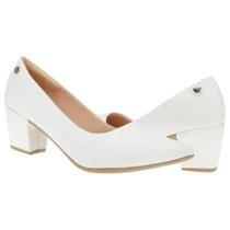 Sapato Scarpin Bico Fino Salto Baixo Grosso (Branco) - SHEKINAH Sapato Scarpin Bico Fino Salto Baixo Grosso (Branco) - SHEKINAH