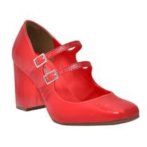Sapato scarpin boneca vermelho salto grosso alto via marte 062-002-01