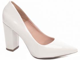 Sapato Scarpin Branco Verniz Salto Alto Estilo - 2025-00C