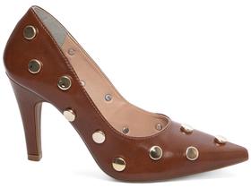 Sapato Scarpin Caramelo Dourado Salto Alto Elegante Sapato Scarpin Caramelo Dourado Salto Alto Elegante