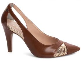 Sapato Scarpin Caramelo Metalizado Salto Alto Elegante Sapato Scarpin Caramelo Metalizado Salto Alto Elegante