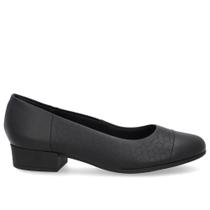 Sapato Scarpin Couro Laser Preto Salto Bloco Usaflex
