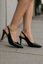 Sapato Scarpin Croco Feminino Calçado Aberto Atrás Salto Alto 9cm Fino 159