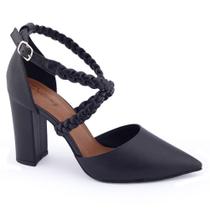 Sapato Scarpin Delvaz 1193.04 trança pelica salto bloco 8cm Sapato Scarpin Delvaz 1193.04 trança pelica salto bloco 8cm