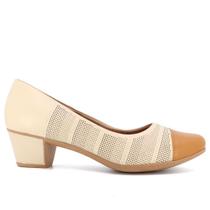 Sapato Scarpin Em Couro Salto Bloco Usaflex AC3217 Sapato Scarpin Em Couro Salto Bloco Usaflex AC3217