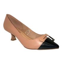 Sapato Scarpin Fem Bottero Couro Nude/Preto 354608-8