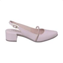 Sapato Scarpin Feminino Aberto Atrás Slingback Strass Mule