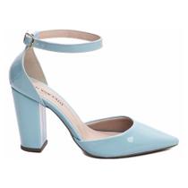 Sapato Scarpin Feminino Azul Salto Grosso 9cm 65-03E