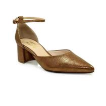 Sapato Scarpin Feminino Bronze com Salto Baixo InVoice