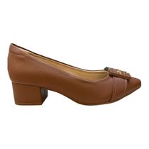Sapato Scarpin Feminino Modare Casual Ultraconforto Salto Bloco Bico Fino 7340.133 Marrom