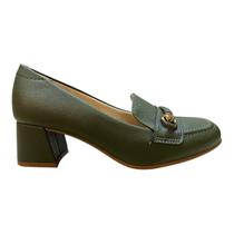Sapato Scarpin Feminino Modare Casual Ultraconforto Salto Bloco Médio Bico Quadrado 7373.118 Verde