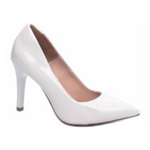 Sapato Scarpin Feminino Off White Salto e Bico Fino e Bico Fino